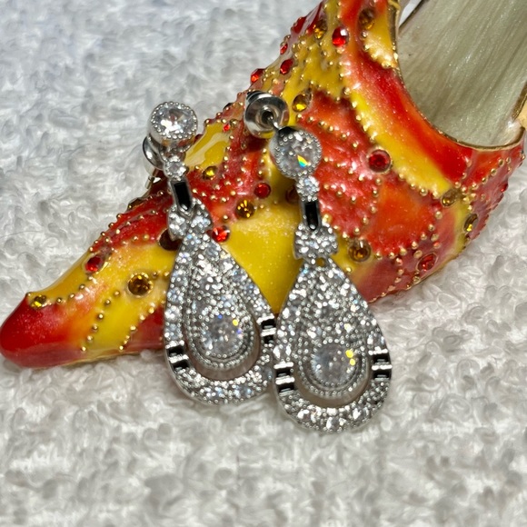 💙Art deco style sapphire and Diamond style fashion earrings - Picture 8 of 9